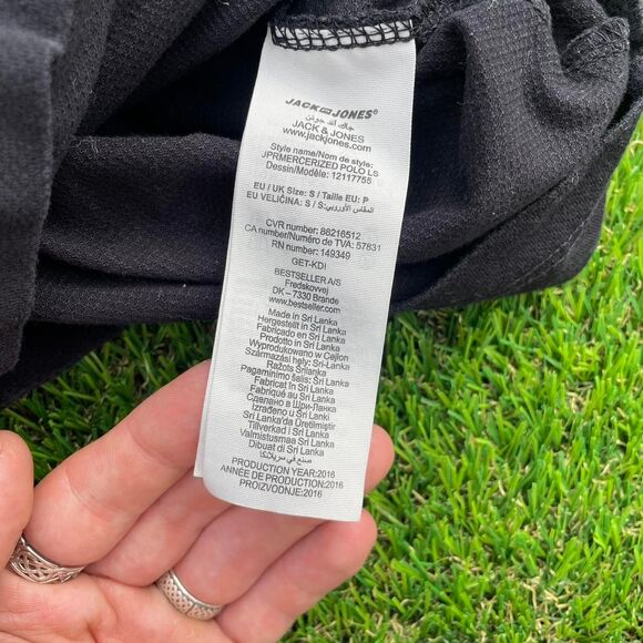 Premium Jack & Jones black long sleeve polo shirt 100% cotton - Picture 3 of 7